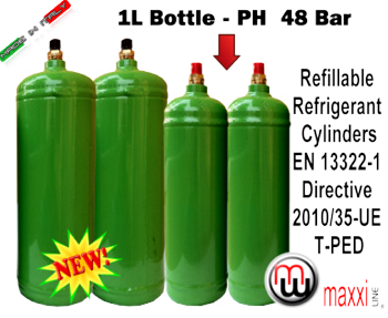 MaxxiLine 1Ltr Refillable Refrigerant bottles