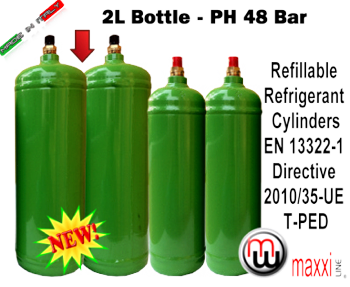 MaxxiLine 2Ltr Refillable Refrigerant bottles